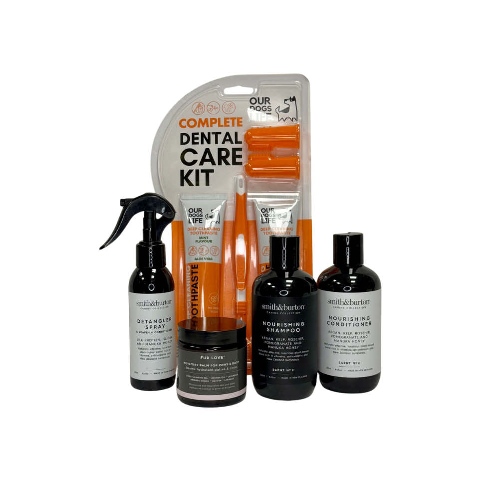 Delux verzorgingsbox: van verzorgingsproducten, borstelspray, tandverzorgingskit tot shampoos en conditioners