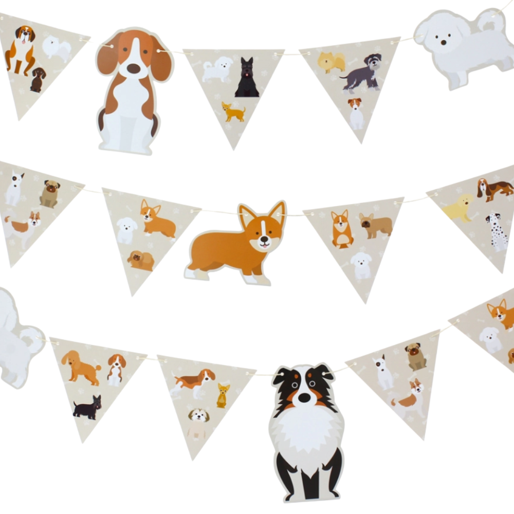 Papieren slingen voor elk hondenfeestje - vrolijke feestdecoratie voor de verjaardag van je viervoeter